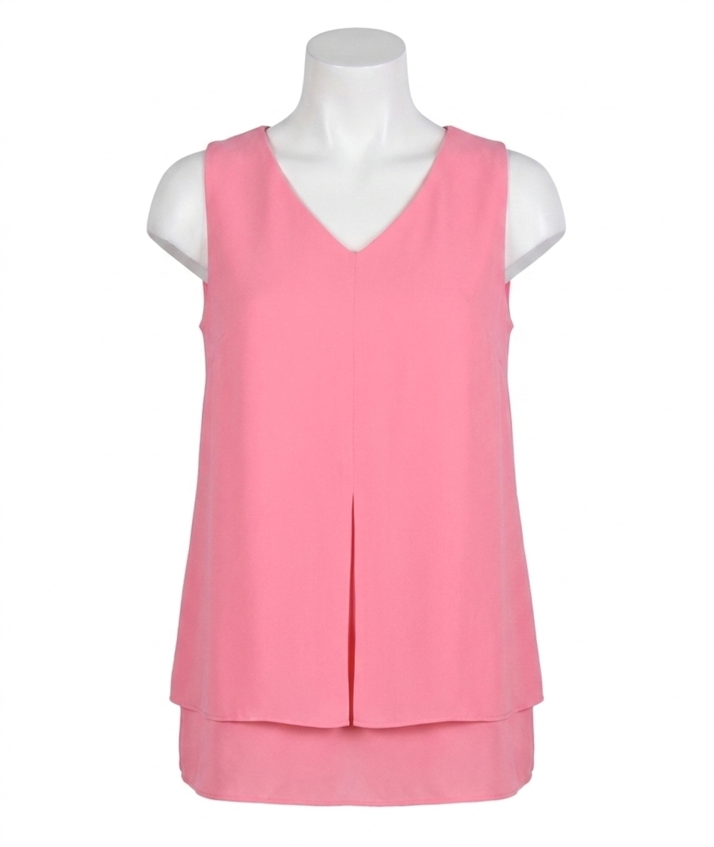 NEW FRANK LYMAN cresida chiffon tank top in sorbet/bright pink